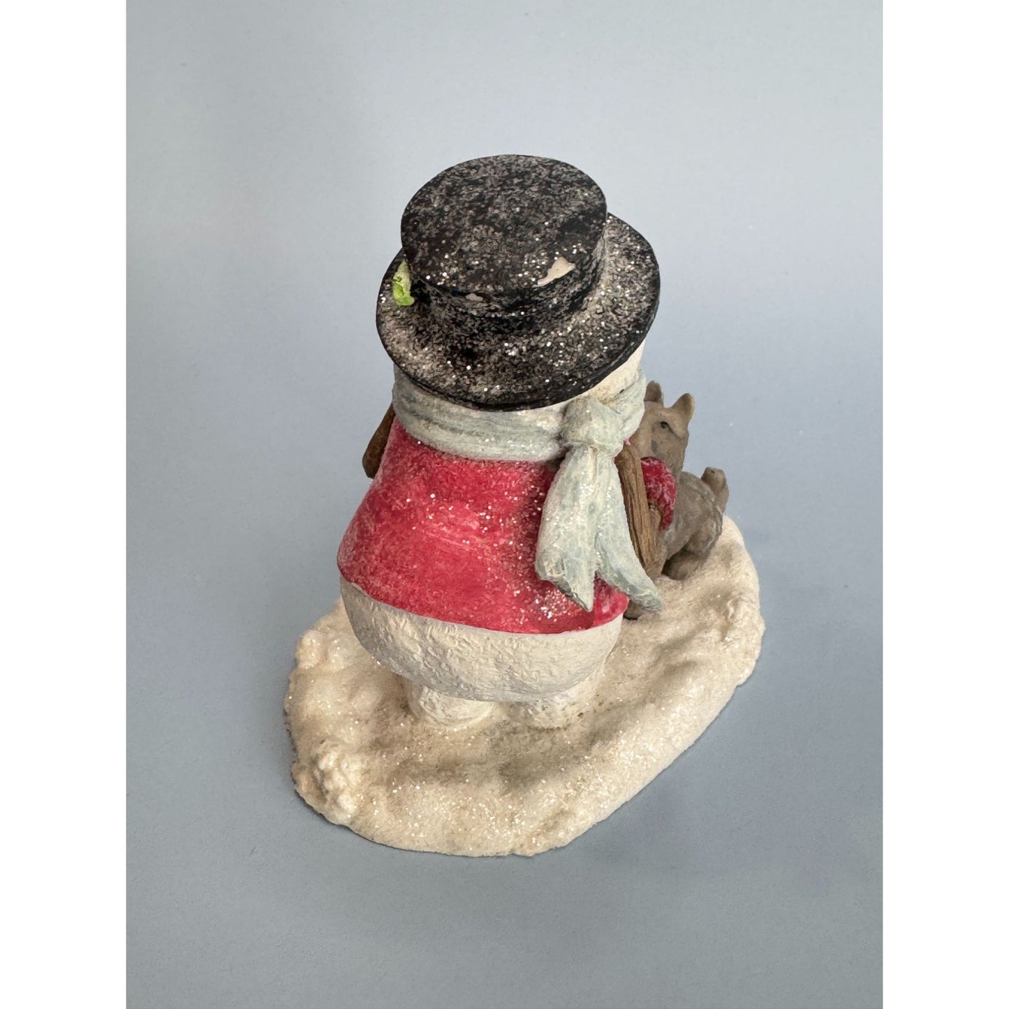Snowman Giving Dogs Bones Christmas Grasslands Road 5"x5"x3.5" Decor