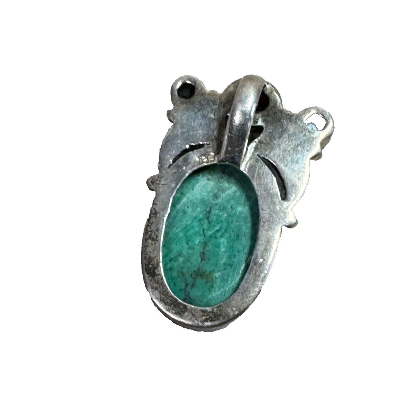 Vintage 925 Sterling Southwestern Green Howlite Pendant With Amethyst Accent