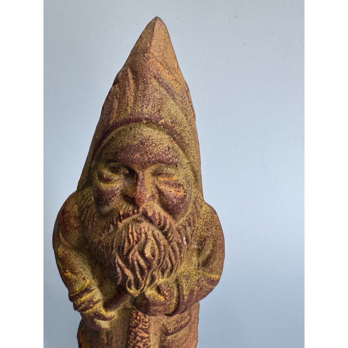 Antique Cast Iron Father Christmas Figure 9.5" Rust Patina Vintage Holiday Decor