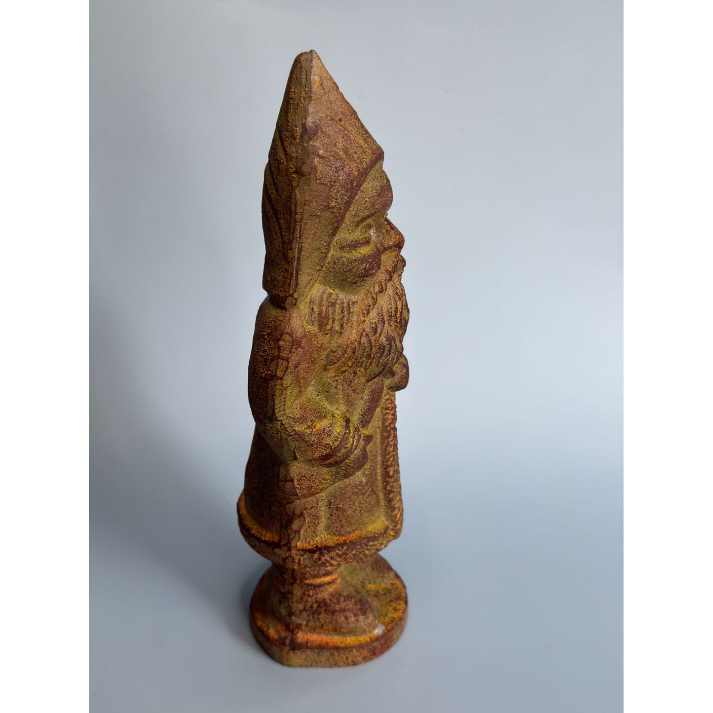 Antique Cast Iron Father Christmas Figure 9.5" Rust Patina Vintage Holiday Decor