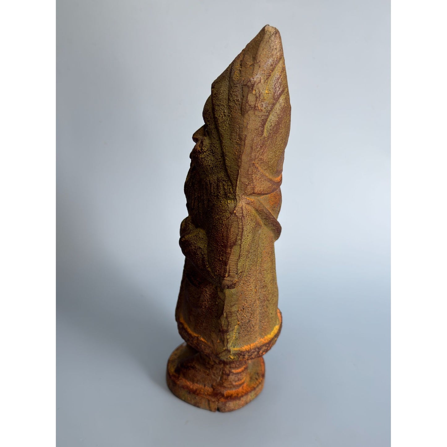 Antique Cast Iron Father Christmas Figure 9.5" Rust Patina Vintage Holiday Decor