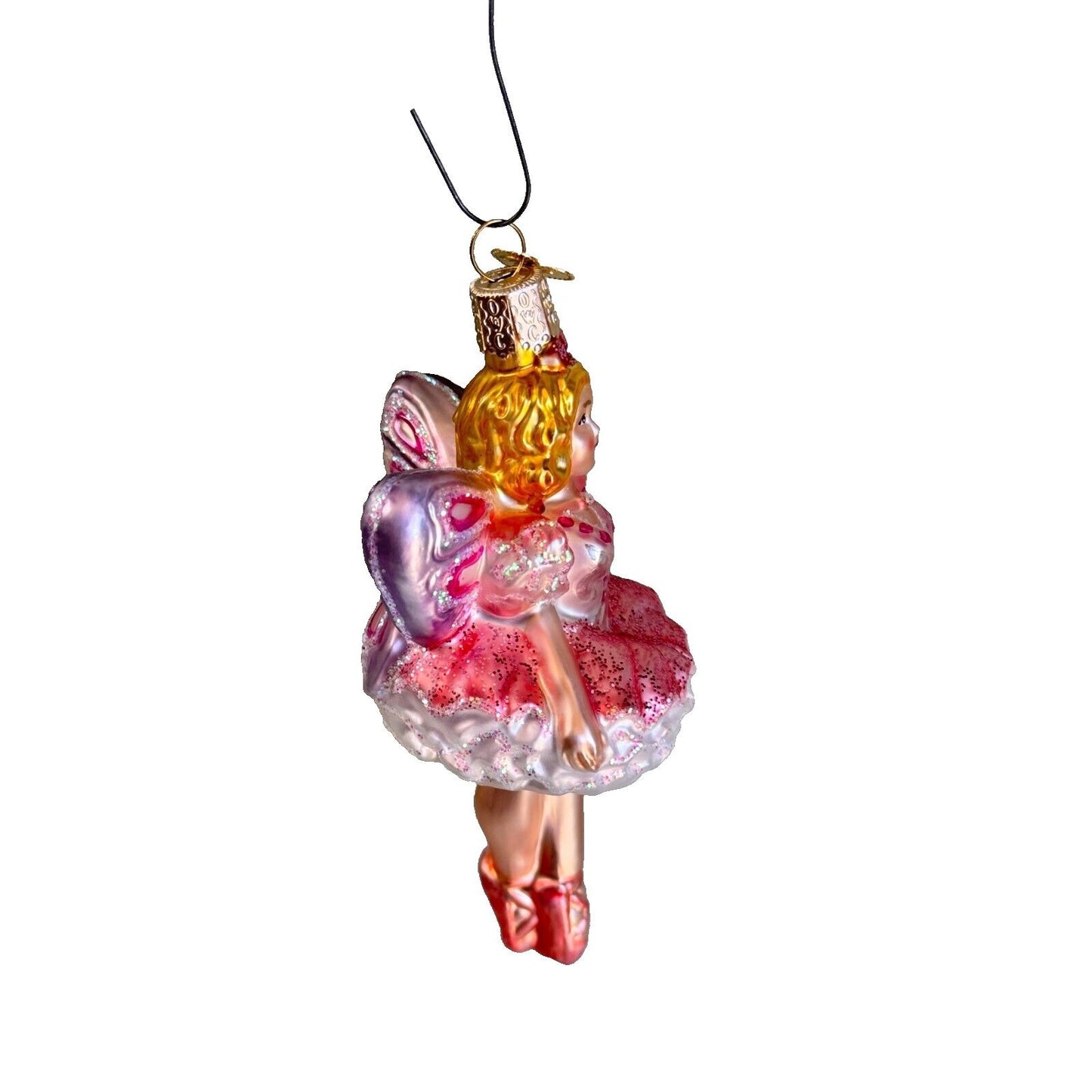 Old World Christmas Blown Glass Sugar Plum Fairy Ballerina Ornament  5" x 2 1/2"