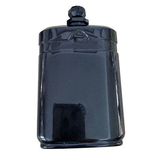 Art Deco Czech Bohemian Glass Black Amethyst Perfume Bottle 4.25 Inches Signed