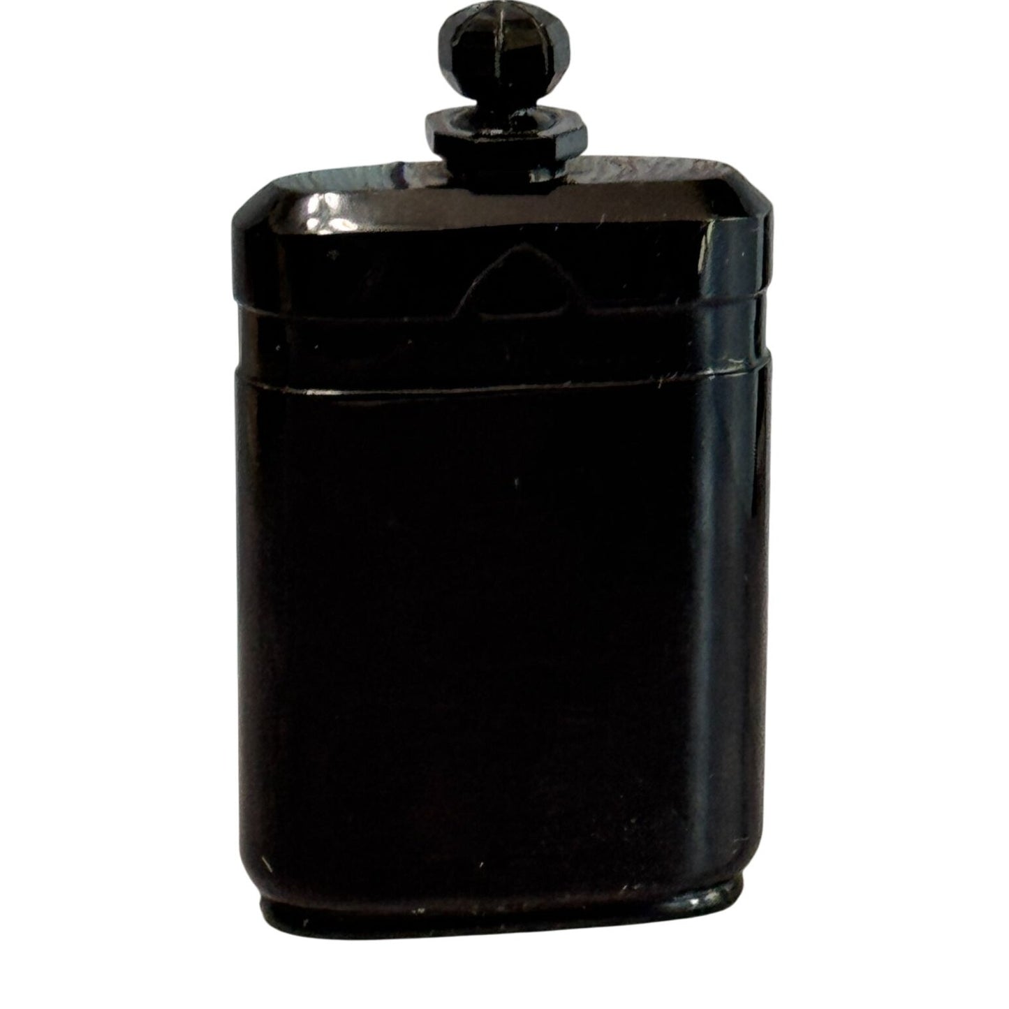 Art Deco Czech Bohemian Glass Black Amethyst Perfume Bottle 4.25 Inches Signed