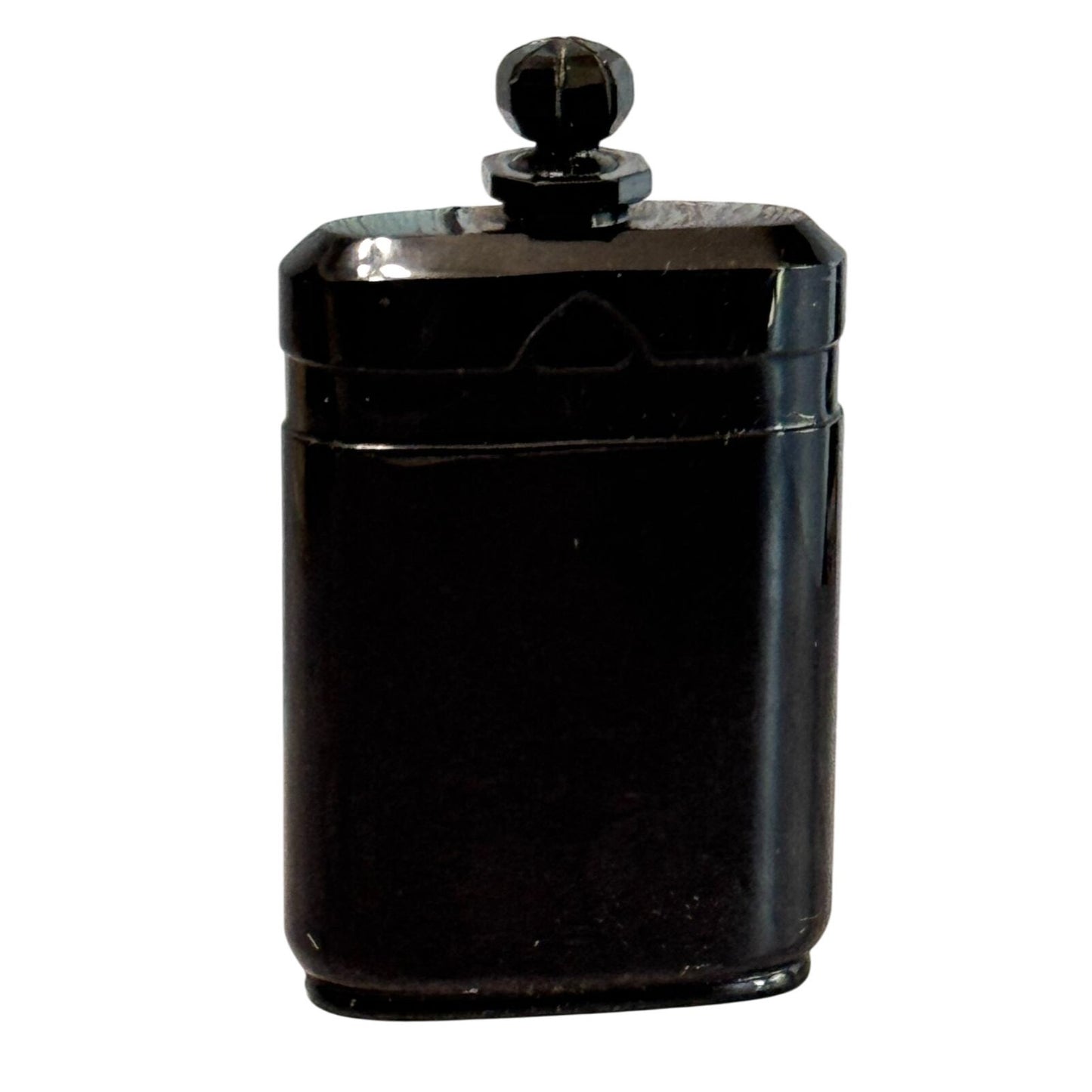 Art Deco Czech Bohemian Glass Black Amethyst Perfume Bottle 4.25 Inches Signed