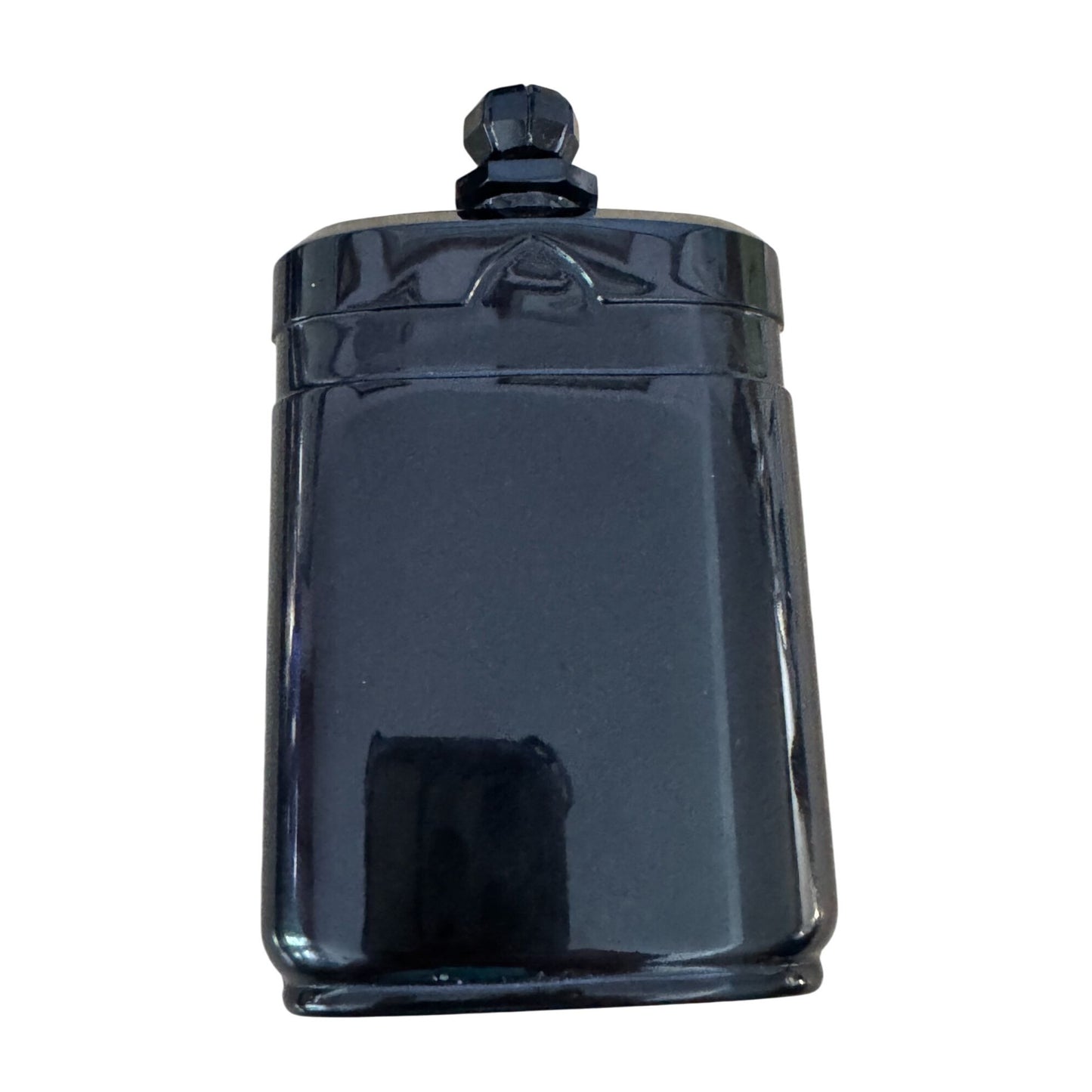 Art Deco Czech Bohemian Glass Black Amethyst Perfume Bottle 4.25 Inches Signed