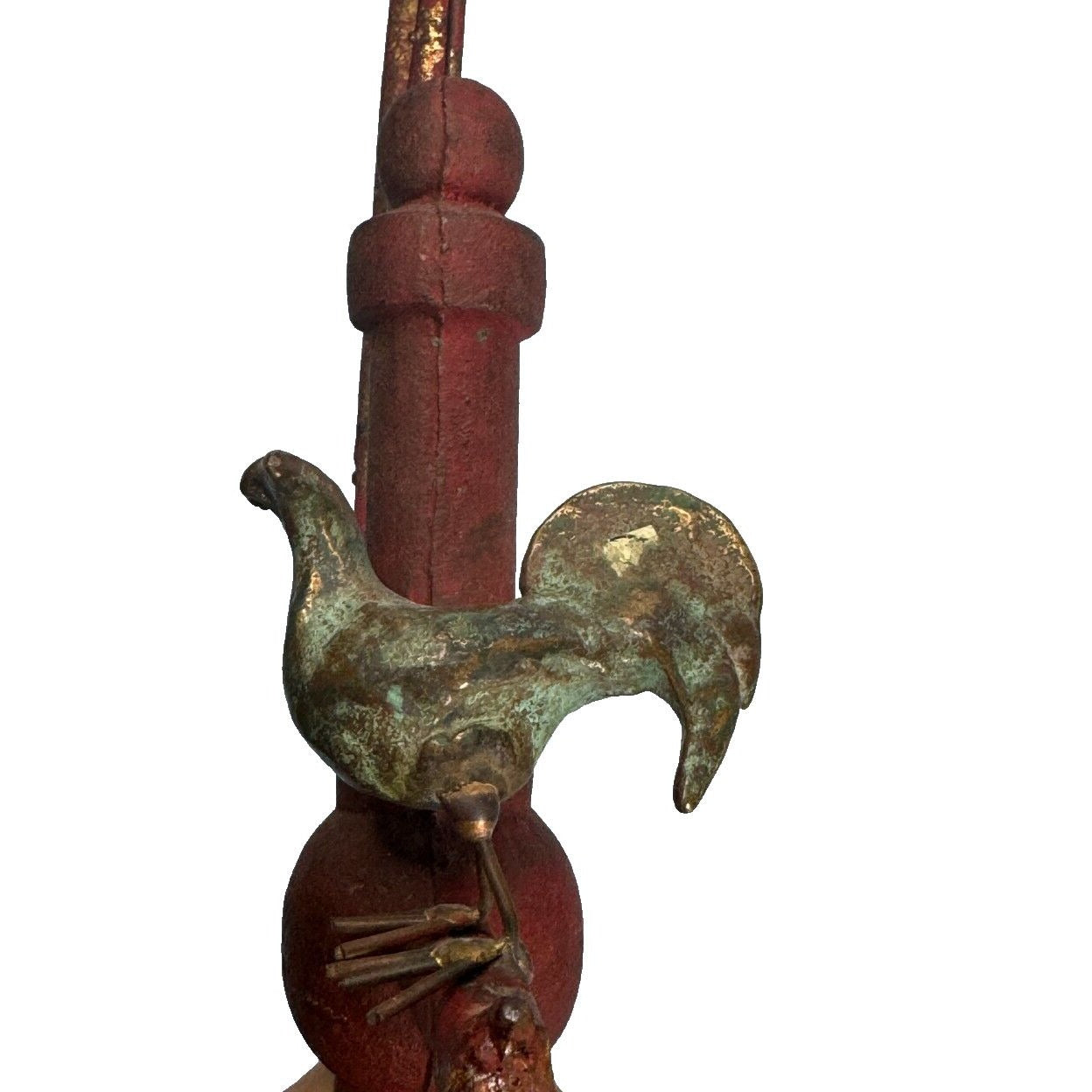 Vintage Signed Curtis (C) Jere Antique Waterpump w/Rooster Cast Iron Folk Art