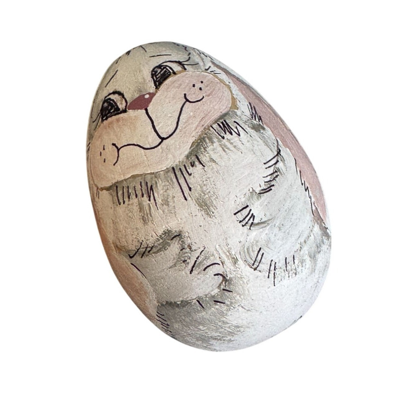 Hand Painted Eggshell Bunny Egg Signed Soff 1991 Easter Folk Art 3"