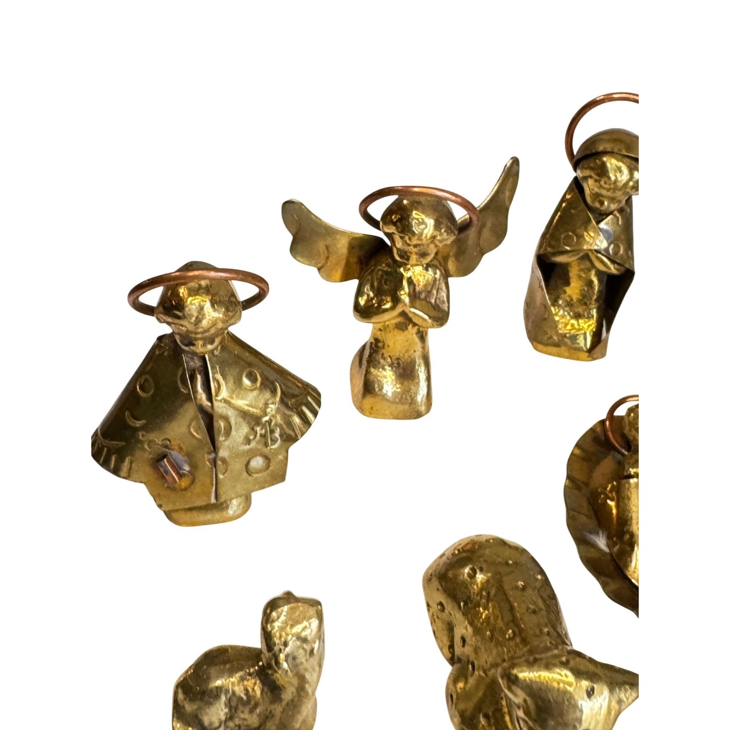 Mexico Folk Art Mini Nativity Set 10 Pc Brass Copper Artisan Made 2 1/2"