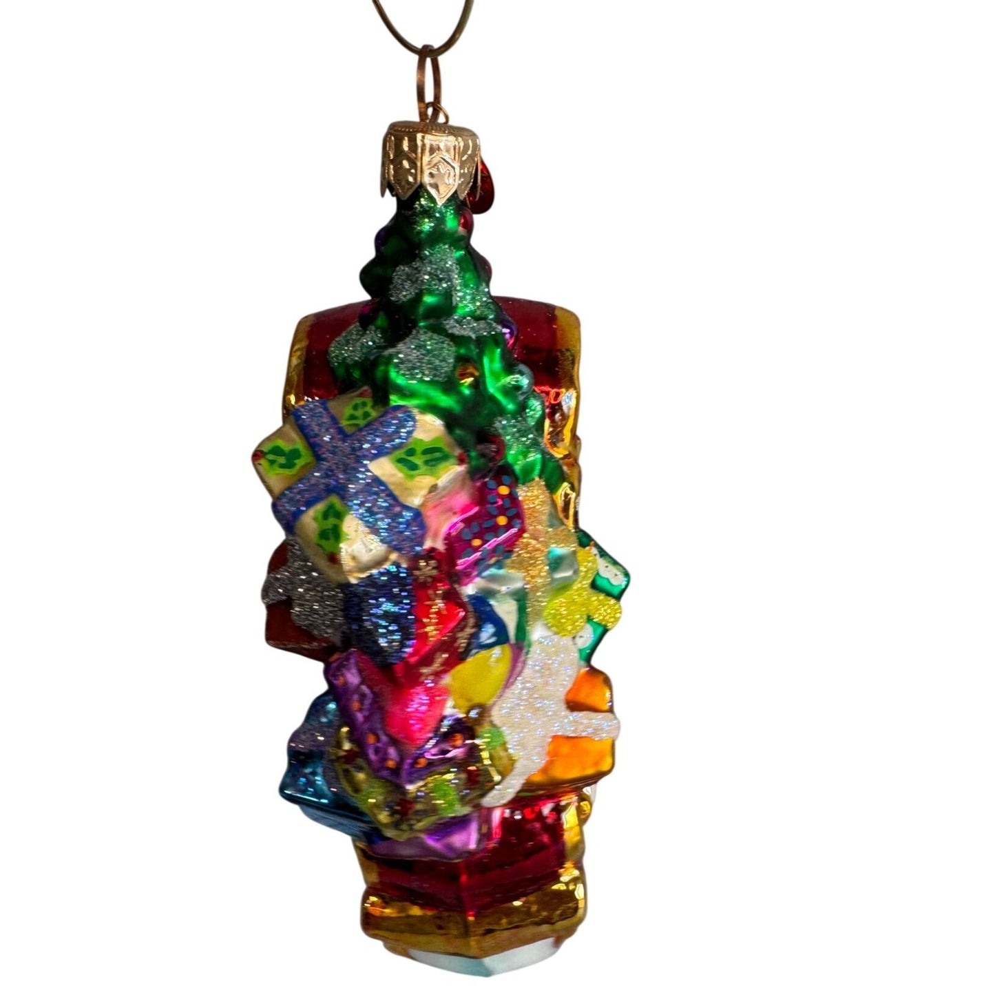 Christopher Radko Christmas Sleigh Tree Presents Blown Glass Ornament 4" x 4"