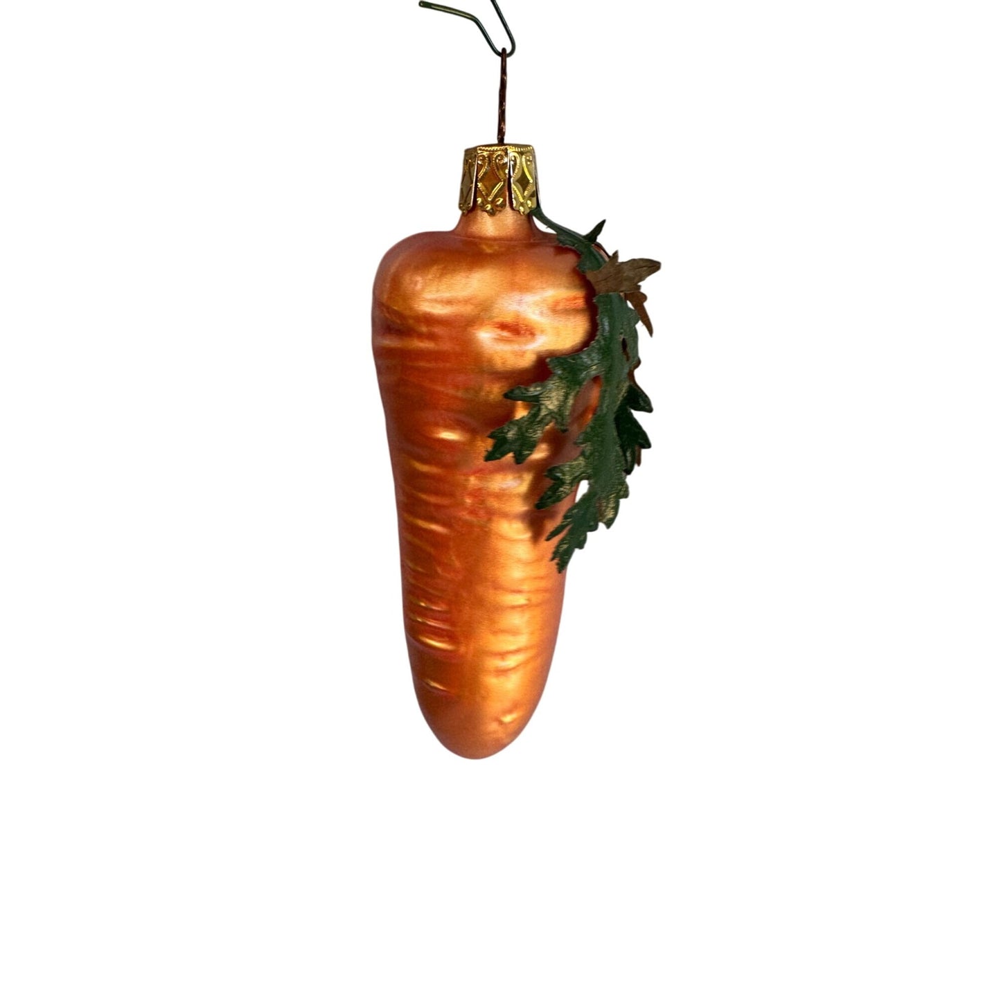 Inge Glass Heirloom Carrot Ornament Hand Blown Glass Germany 4.5" Star Cap