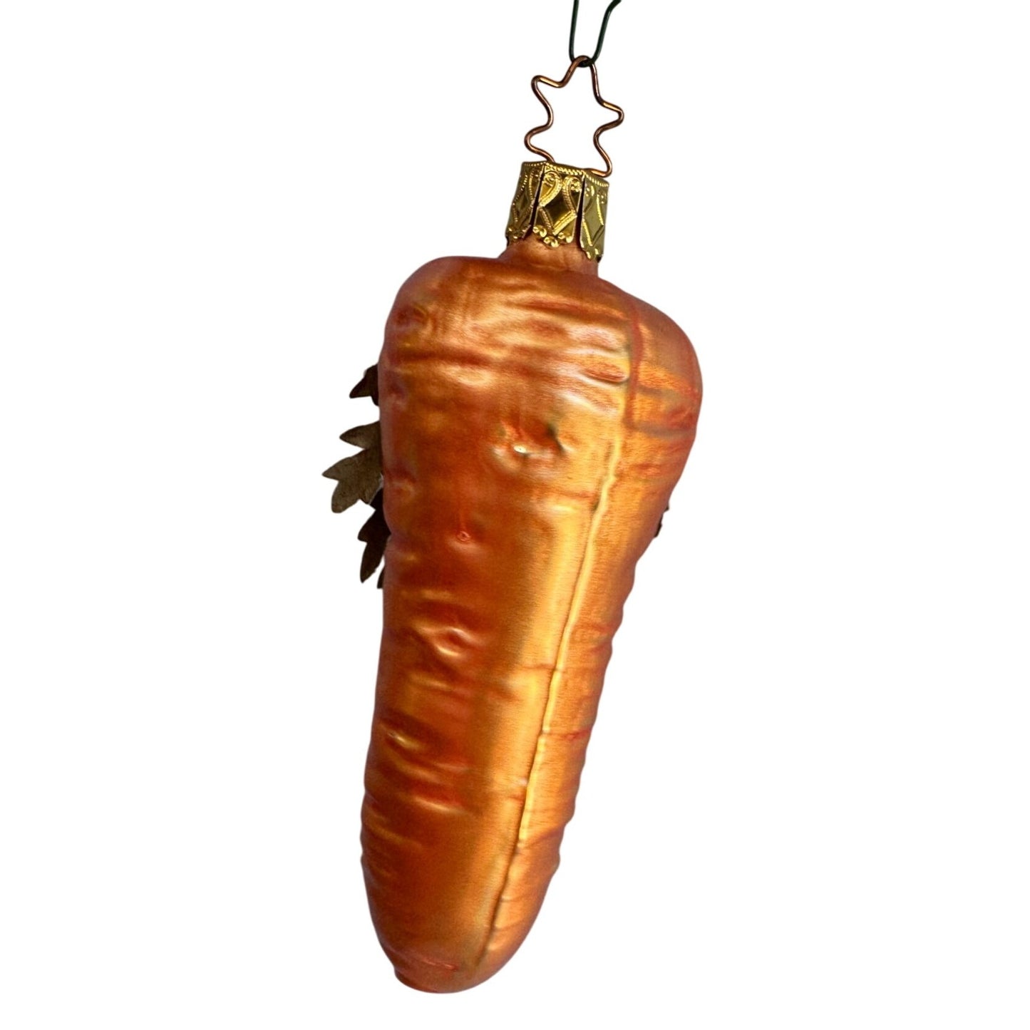 Inge Glass Heirloom Carrot Ornament Hand Blown Glass Germany 4.5" Star Cap