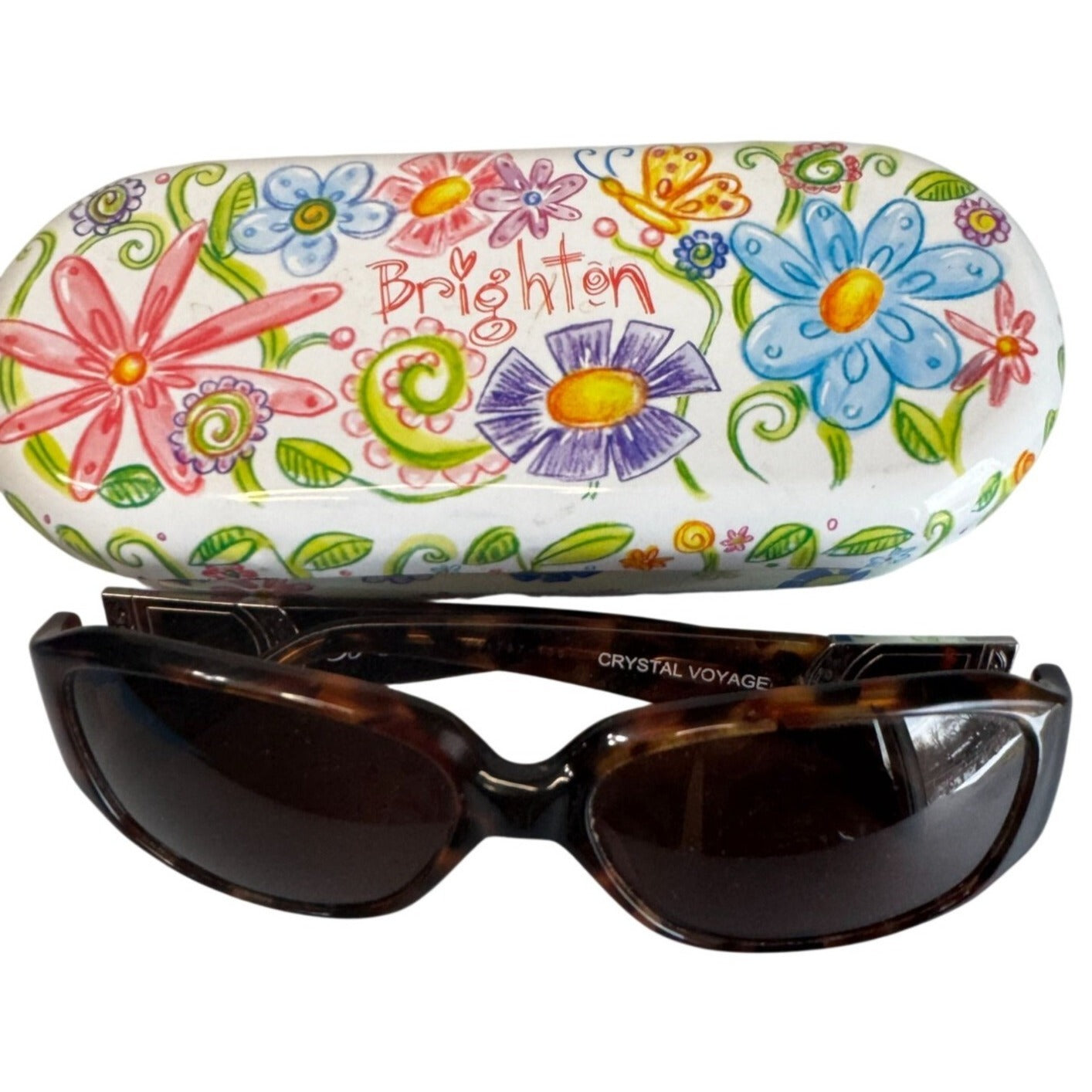 Brighton Crystal Voyage Tortoise Shell Sunglasses With Floral Case