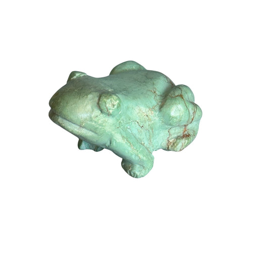 Hand-Carved Green Howlite Frog Figurine Sculpture Decor 1 3/4" Long