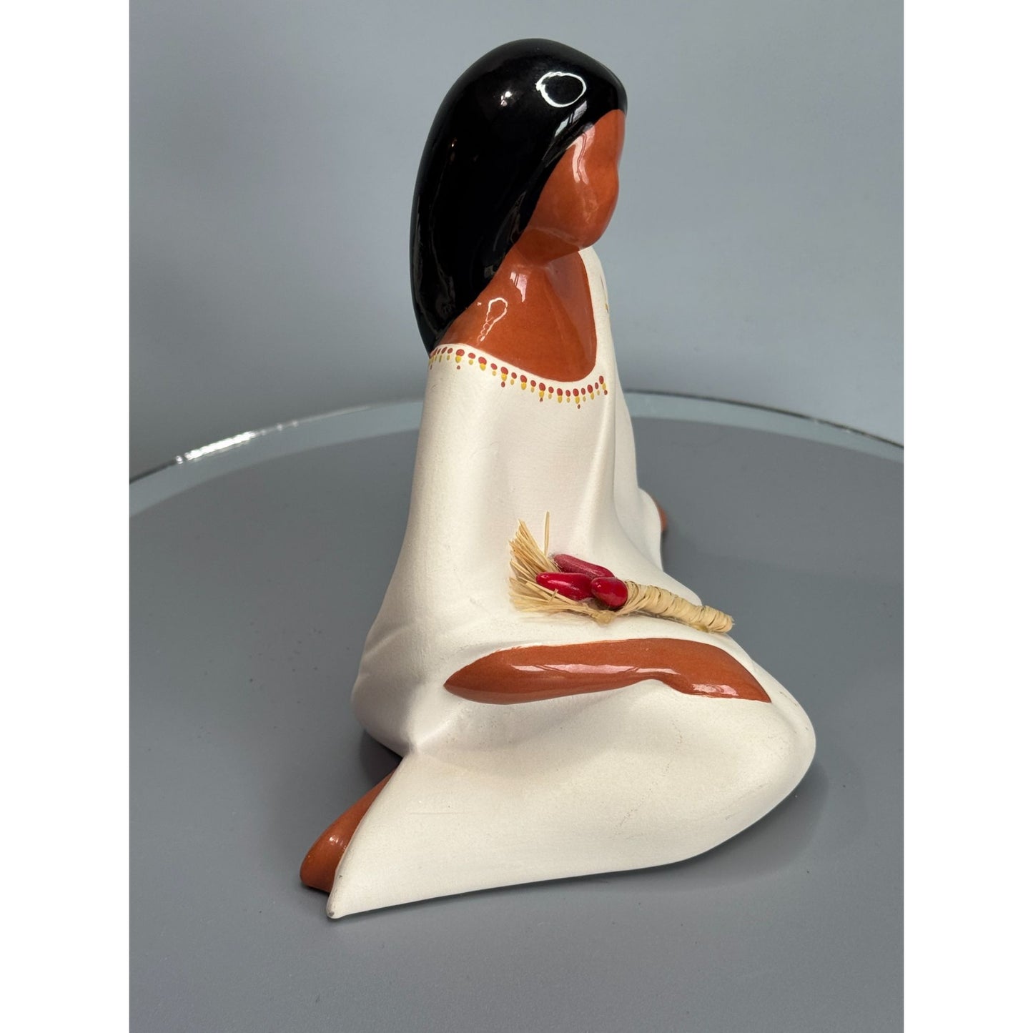 Eileen Tafoya Santa Clara Pueblo Pottery Woman With Chili Bundle Sculpture 6"