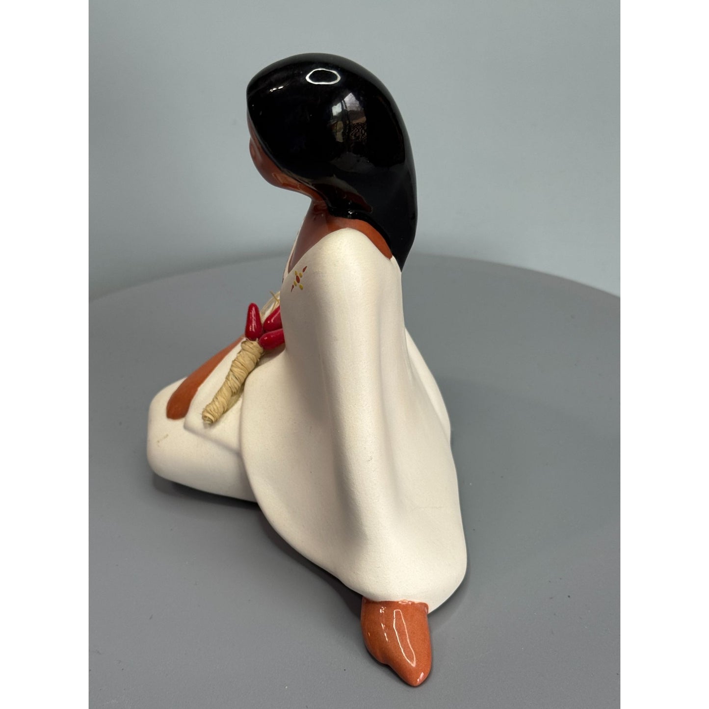Eileen Tafoya Santa Clara Pueblo Pottery Woman With Chili Bundle Sculpture 6"