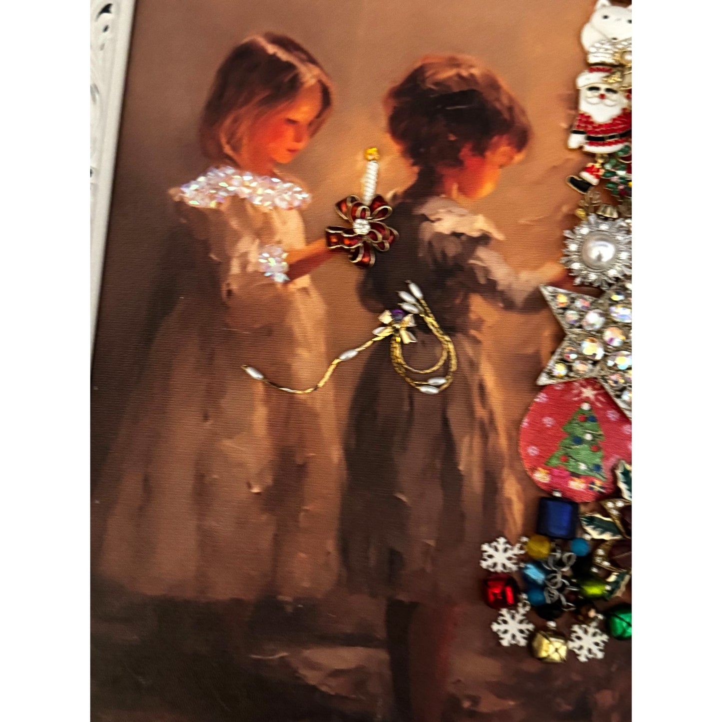 Original Designs By Betty Christmas Jewelry Tree Art Framed 17" x 14" Multicolor