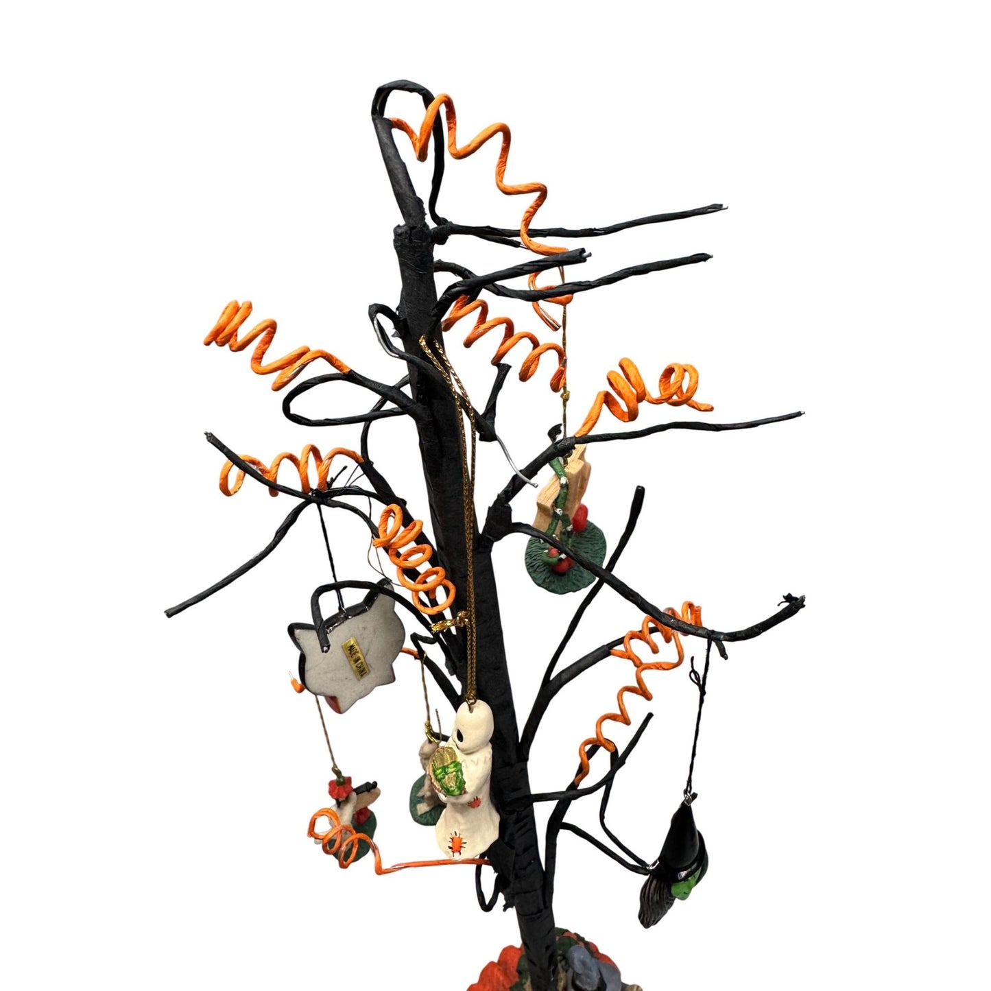 Halloween Ornament Tree With Mini Halloween Ornaments Pumpkin Base 14 1/2"