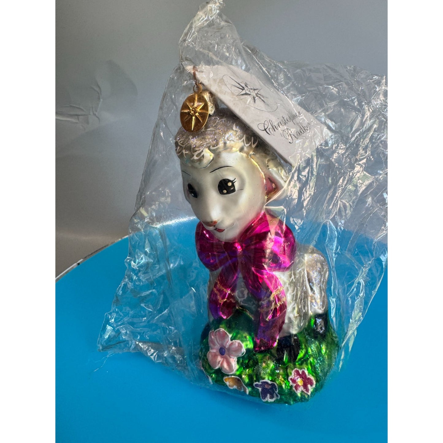 Christopher Radko Honey Lamb Glass Christmas Ornament 1999 Poland NOS Boxed