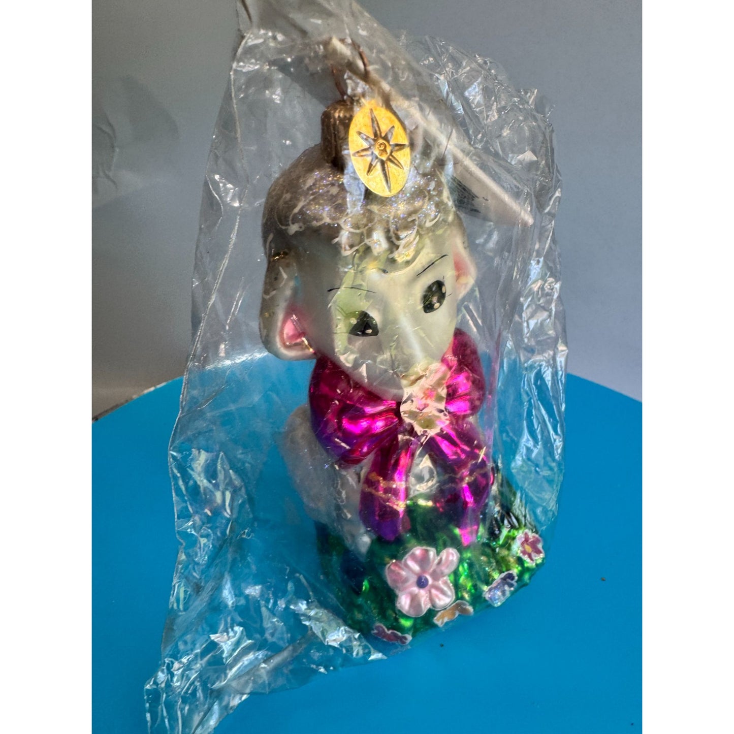 Christopher Radko Honey Lamb Glass Christmas Ornament 1999 Poland NOS Boxed