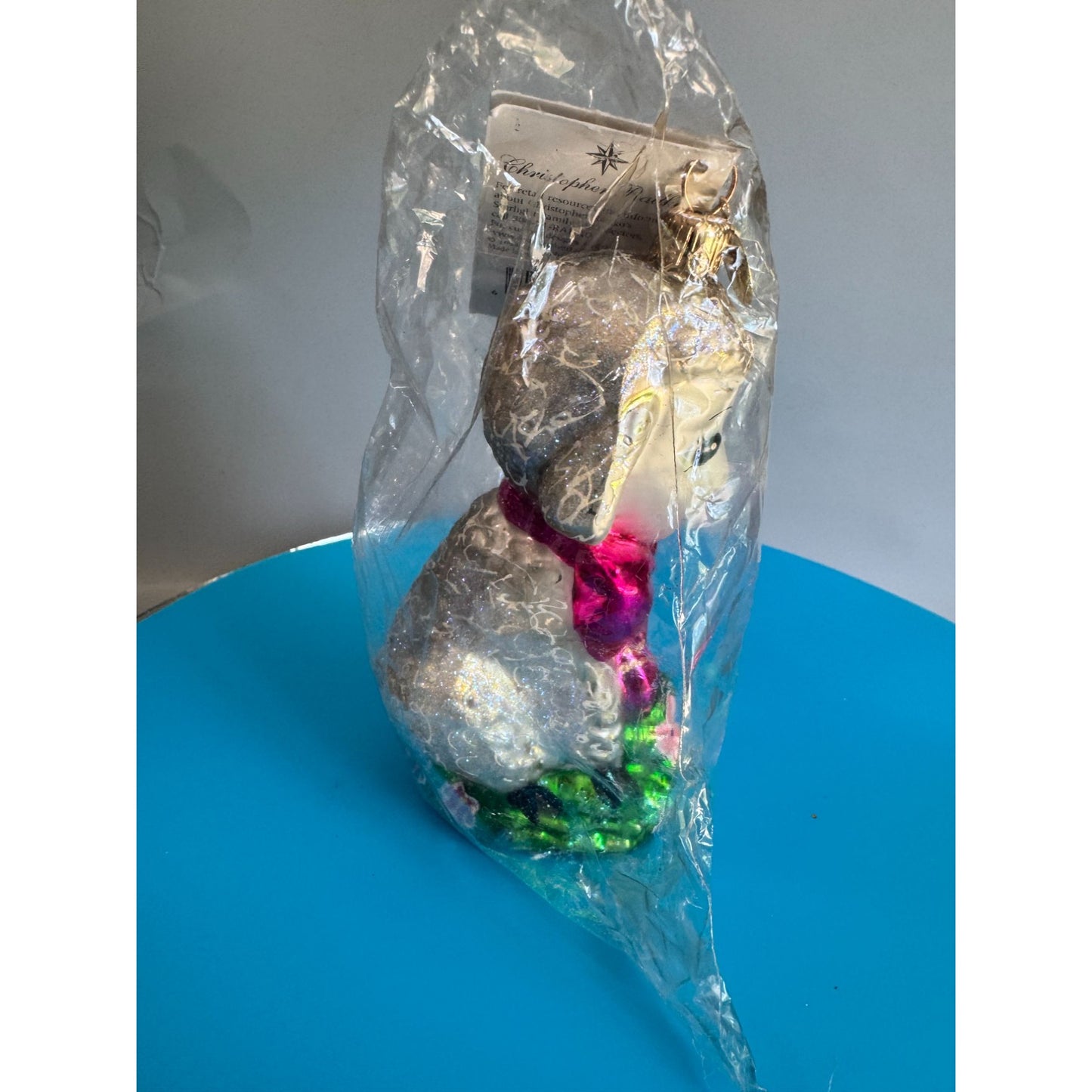 Christopher Radko Honey Lamb Glass Christmas Ornament 1999 Poland NOS Boxed