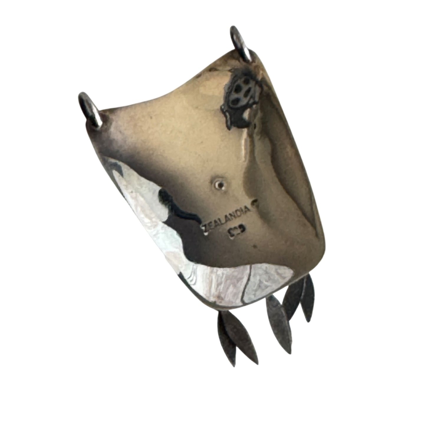 Zealandia Sterling Silver Tribal Flower Pendant With Honey Tone Carved Center 2 1/2"