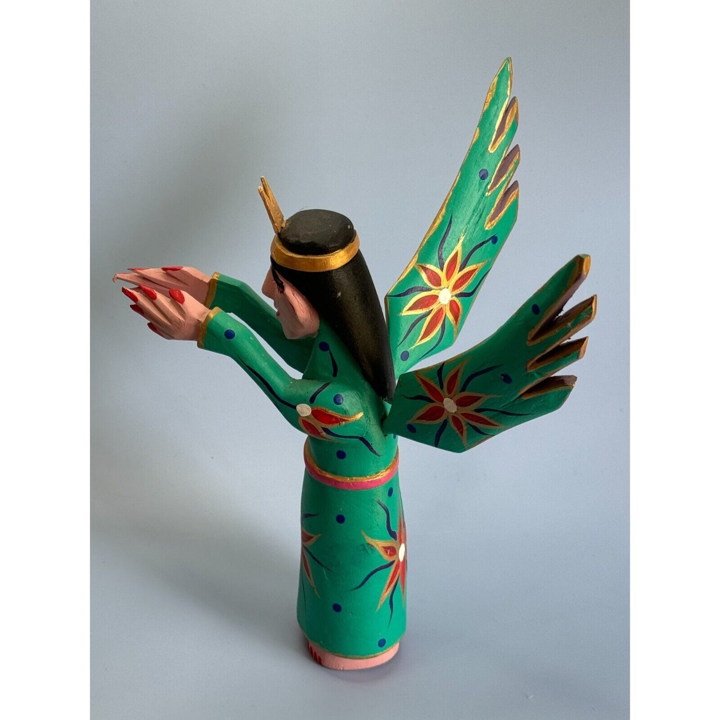 Oaxacan Hand Crafted Paper Mache Angel Figure Signed Felix Ortega 10 1/2"