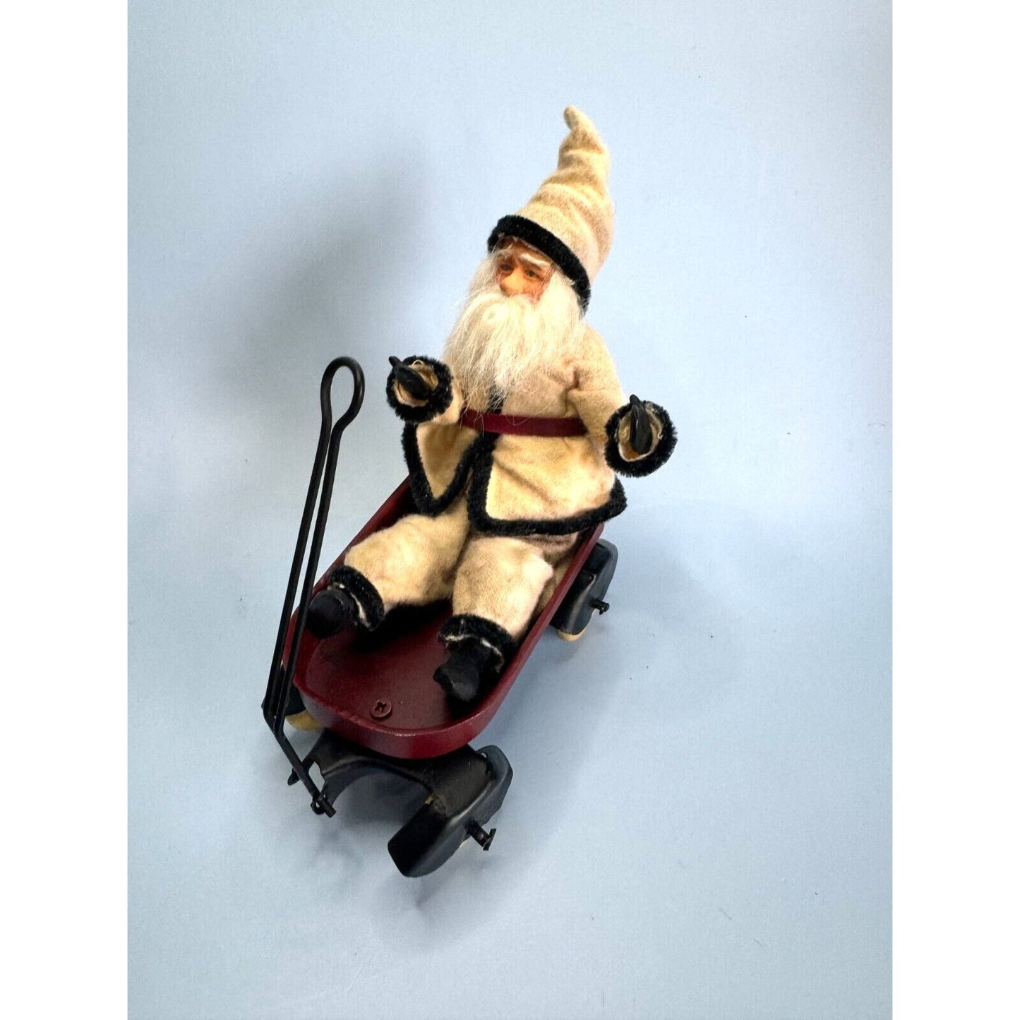 Hand Crafted Folk Art Santa in Wagon Created by Lindy Evans Signed 2011 USA