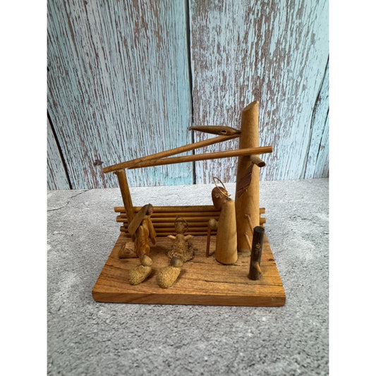 Vintage Wooden Nativity Scene Hand Made In Poland By S. Sitarski & J. Fedorowicz