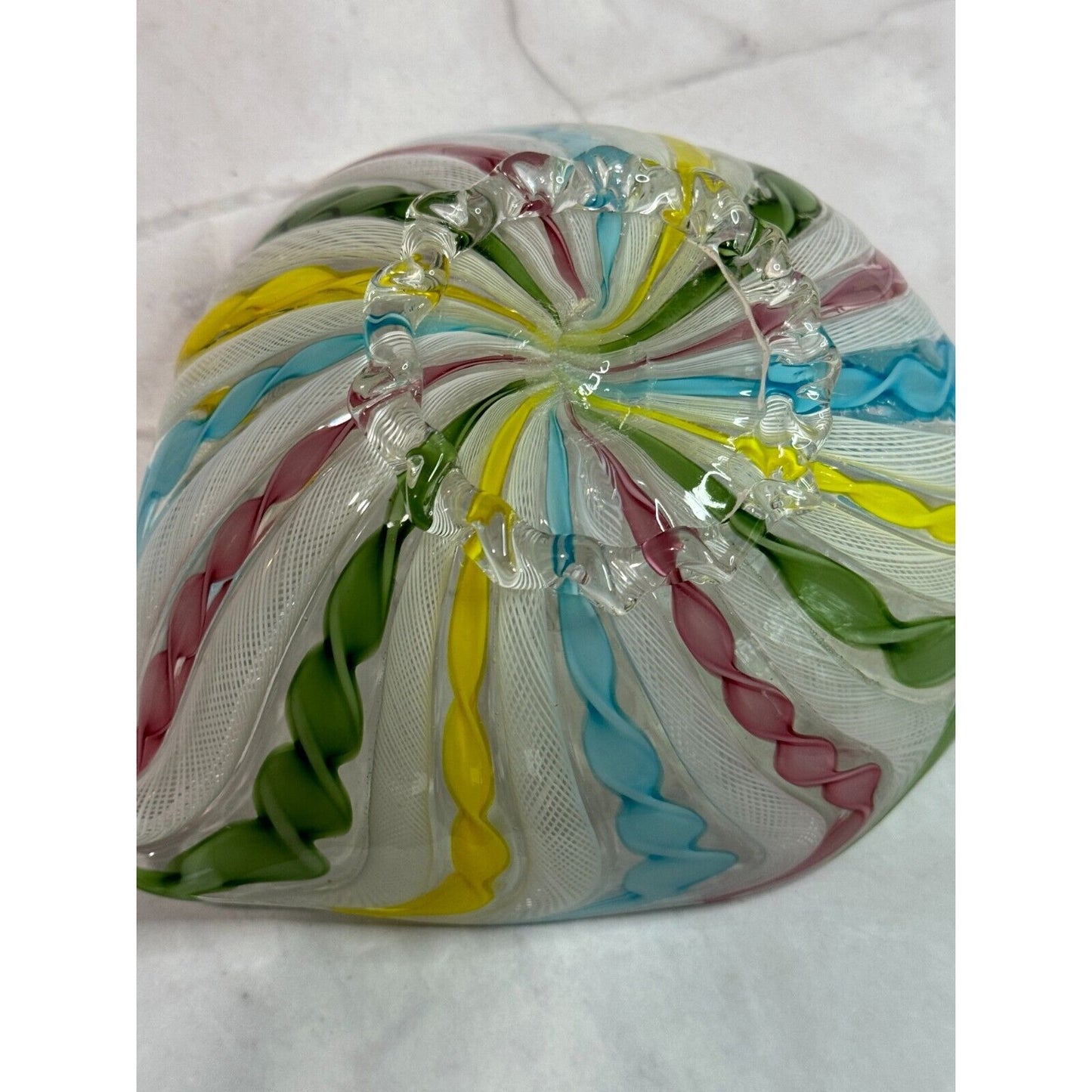 Murano Glass Zanfirico Latticino Ribbon Glass Bowl