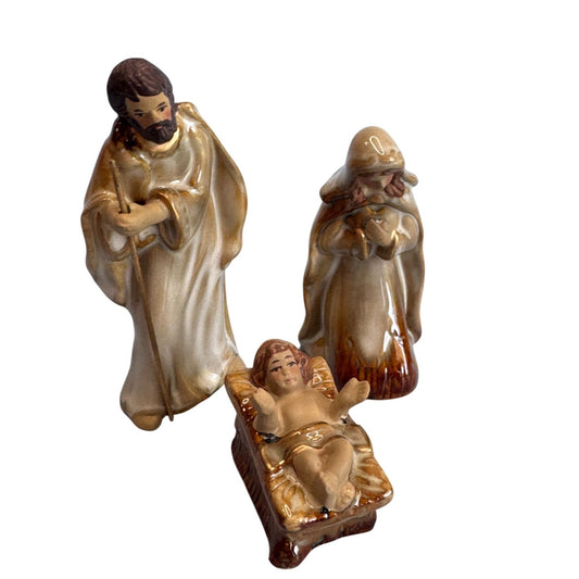 Vintage 3 Pc Porcelain Nativity Figurines Set Japan 4 1/2"