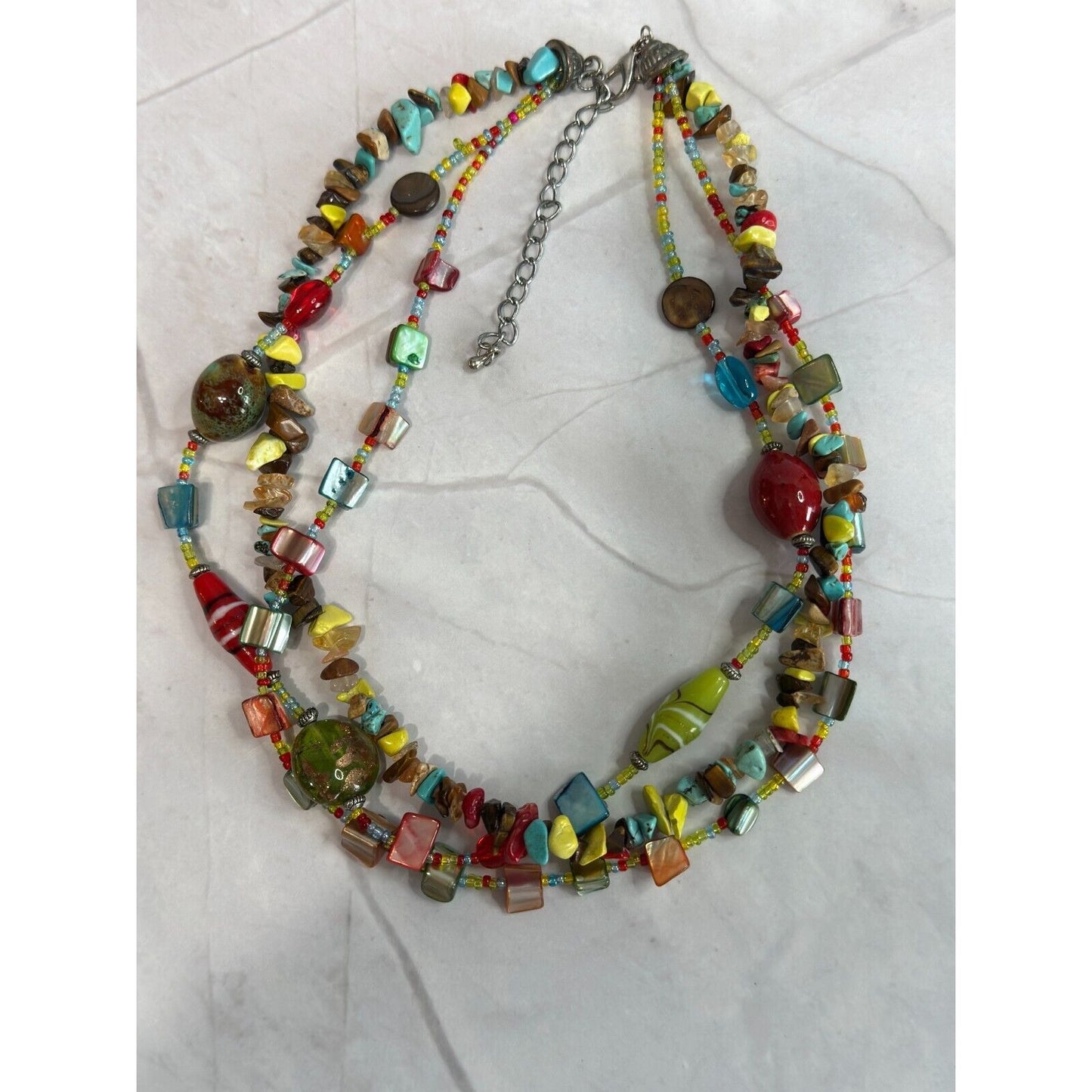 Southwestern Style Glass, Shell, & Porcelain Necklace designed by Trisha Waldren