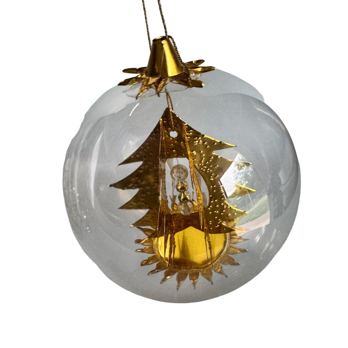 Resl Lenz Germany Glass Globe Ornament Gold Foil Christmas Tree Spinner 4 1/2"