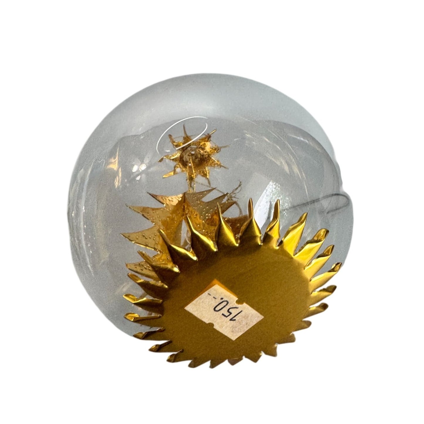 Resl Lenz Germany Glass Globe Ornament Gold Foil Christmas Tree Spinner 4 1/2"