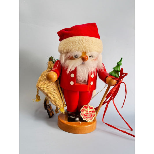 Vintage Richard Glässer German Nutcracker Santa Claus Figurine Handmade Wood 8.5" Red & White Christmas Decor