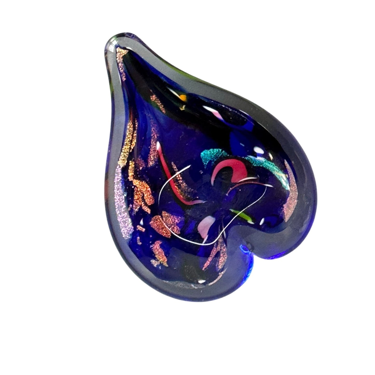 Glass Eye Studio Heart Of Fire Metallic Art Glass Paperweight Cobalt 4"