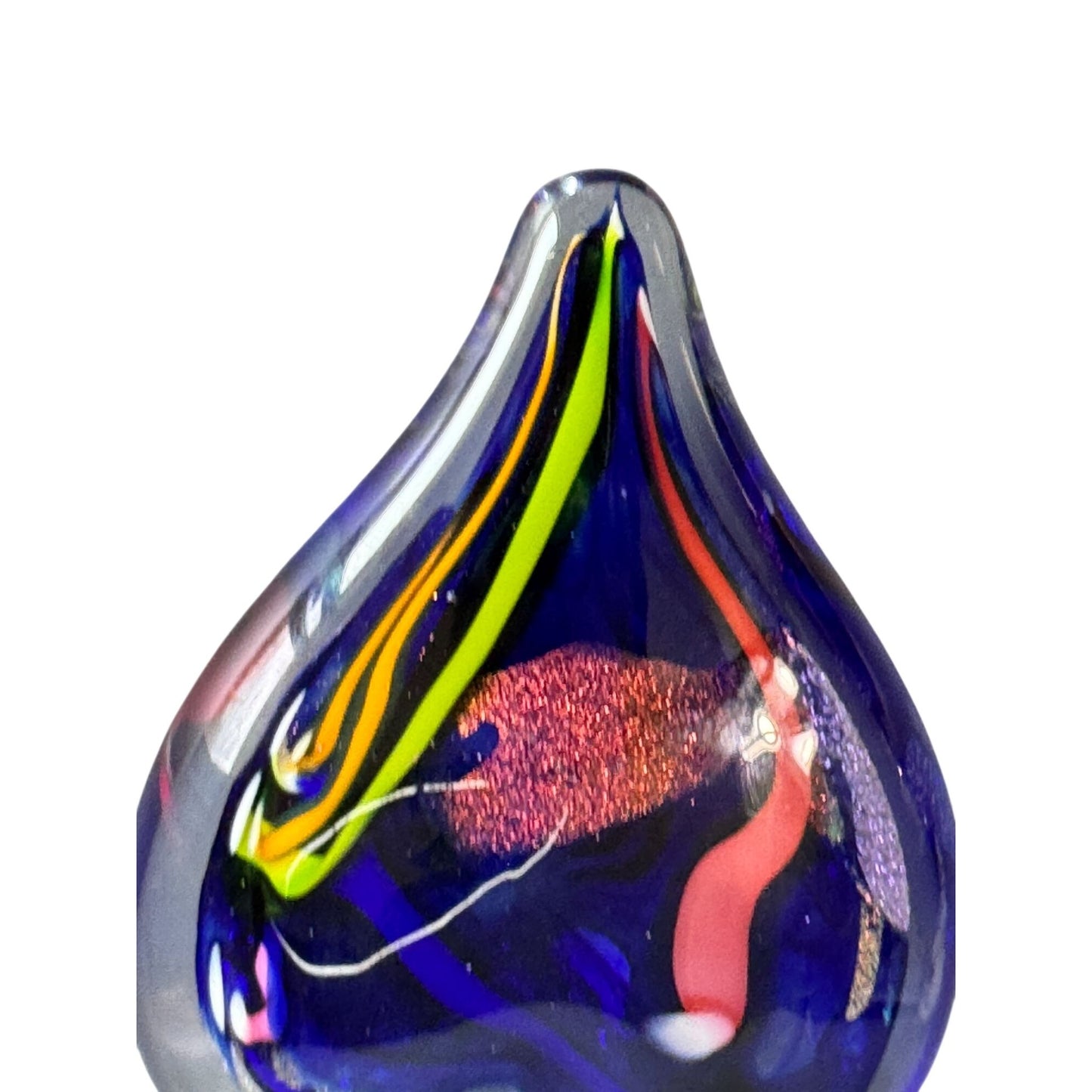 Glass Eye Studio Heart Of Fire Metallic Art Glass Paperweight Cobalt 4"