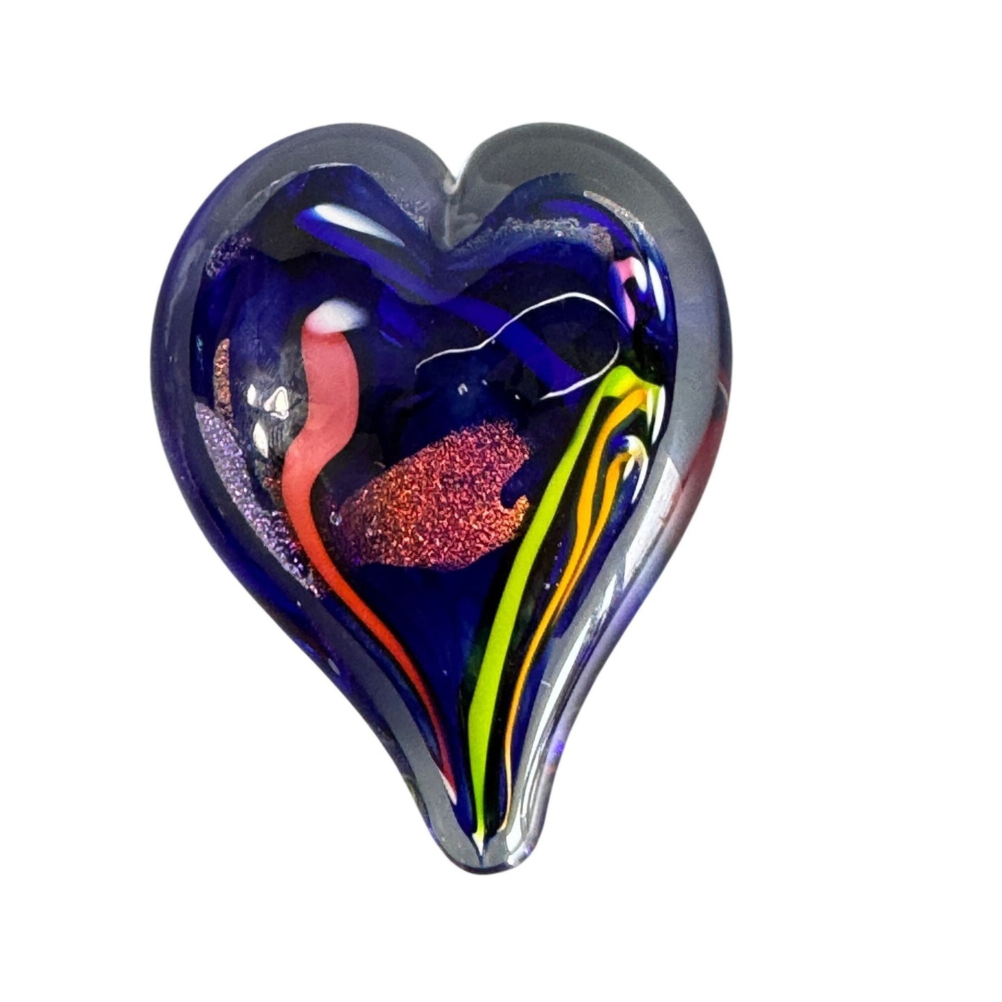 Glass Eye Studio Heart Of Fire Metallic Art Glass Paperweight Cobalt 4"