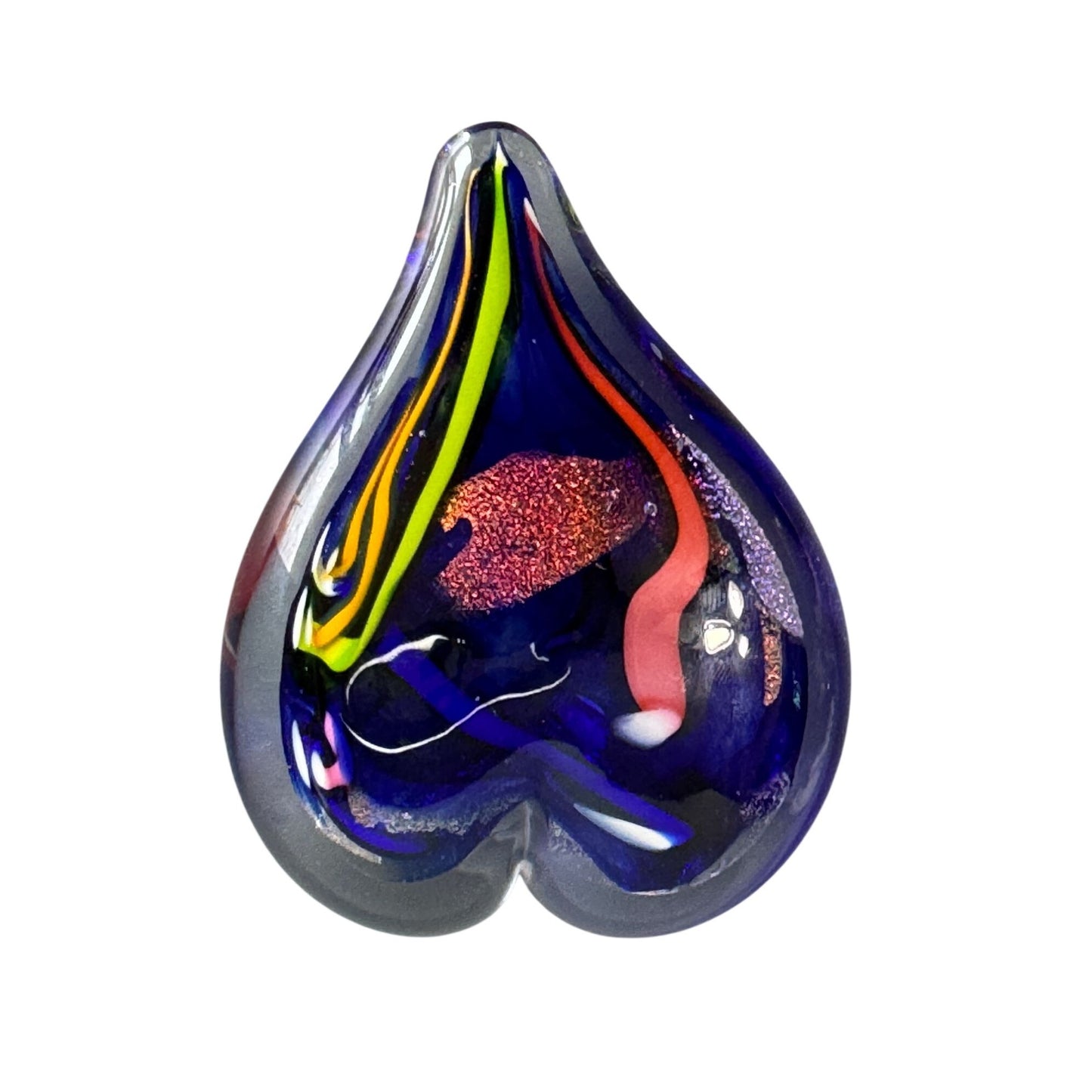 Glass Eye Studio Heart Of Fire Metallic Art Glass Paperweight Cobalt 4"