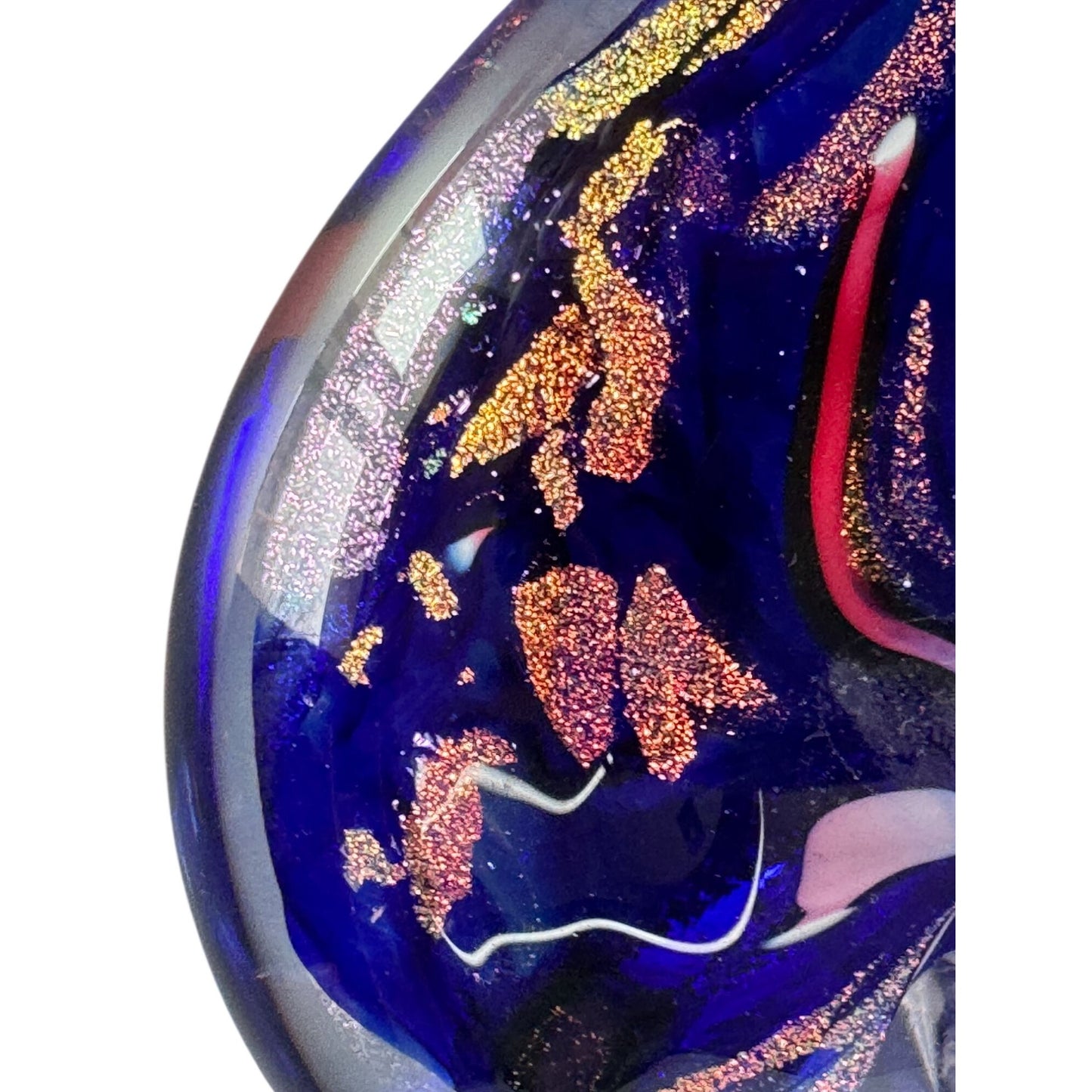 Glass Eye Studio Heart Of Fire Metallic Art Glass Paperweight Cobalt 4"