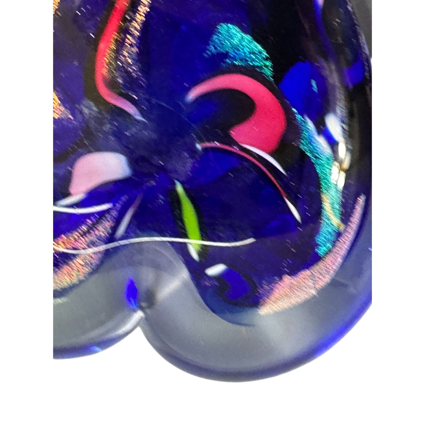 Glass Eye Studio Heart Of Fire Metallic Art Glass Paperweight Cobalt 4"