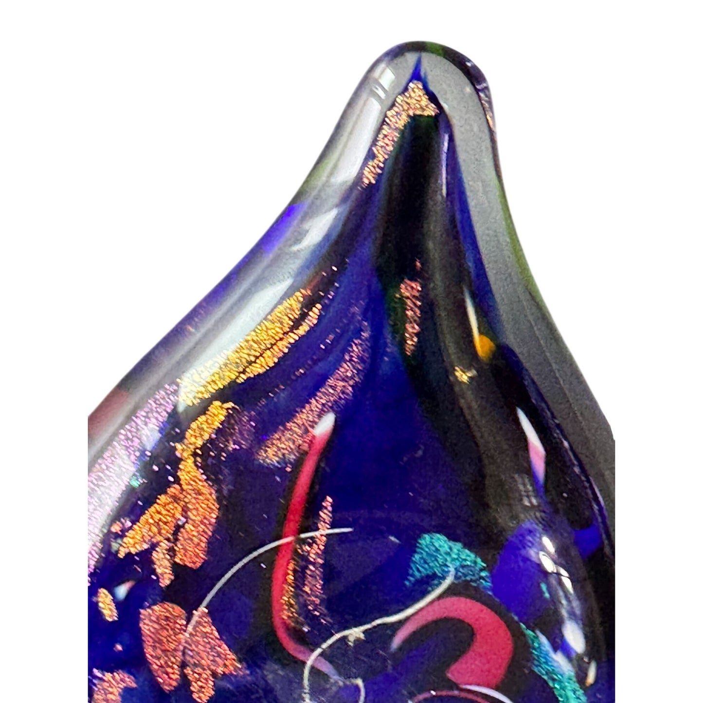 Glass Eye Studio Heart Of Fire Metallic Art Glass Paperweight Cobalt 4"