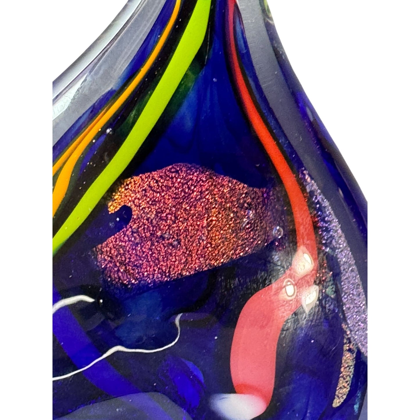 Glass Eye Studio Heart Of Fire Metallic Art Glass Paperweight Cobalt 4"