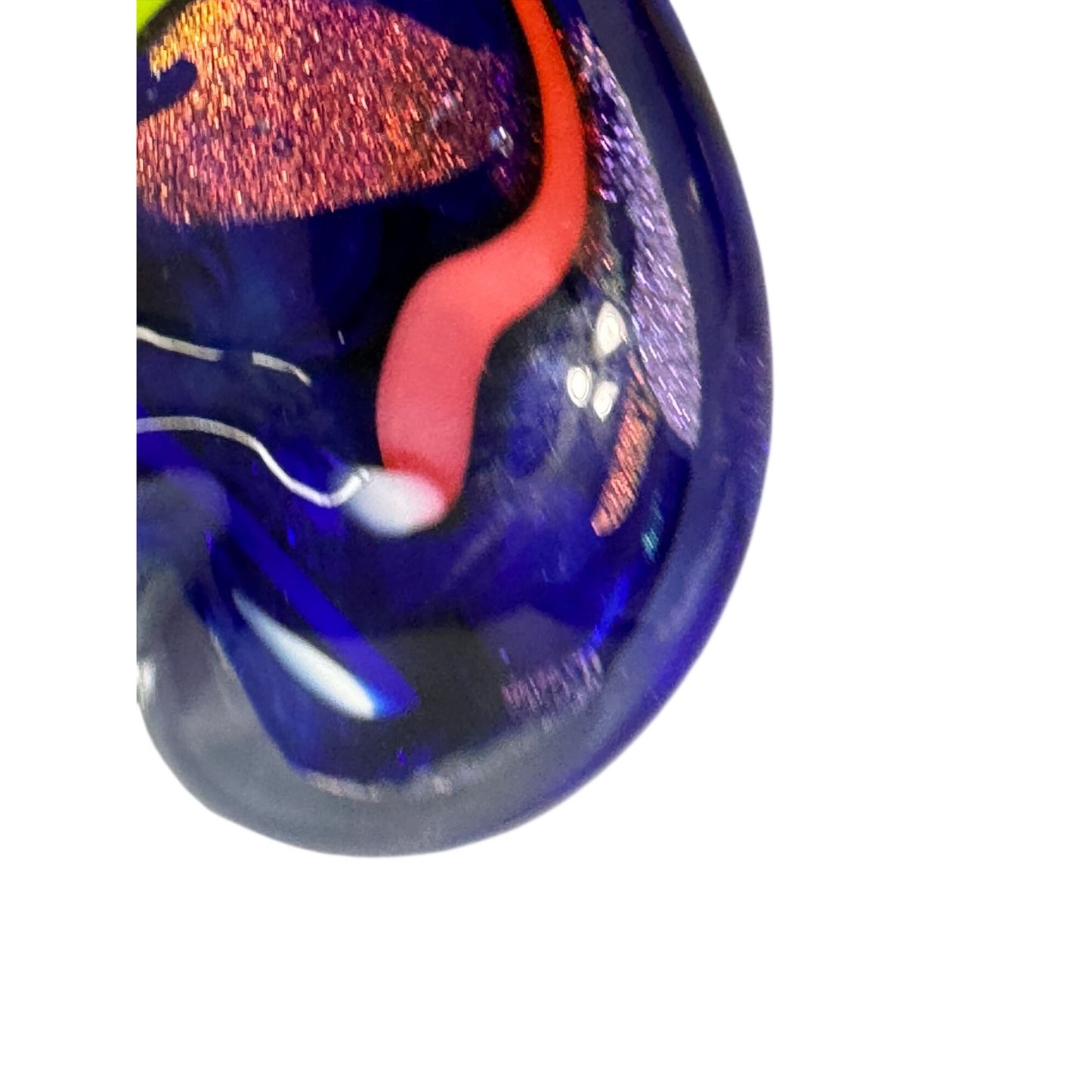 Glass Eye Studio Heart Of Fire Metallic Art Glass Paperweight Cobalt 4"