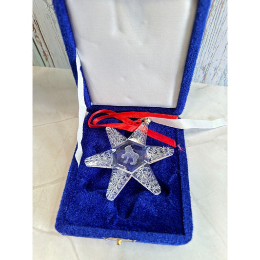 Vintage Crystal Star with Etched Clysdale Horse Boxed Ornament