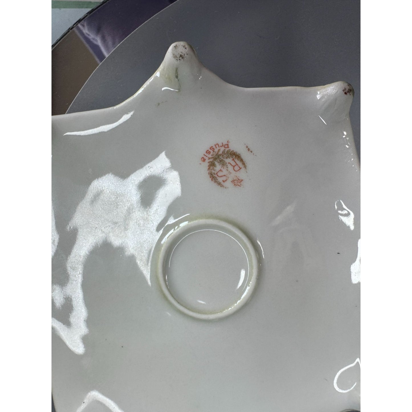 Antique RS Prussia Dresser Box Basket Of Flowers Covered Vanity Jar 5 1/2