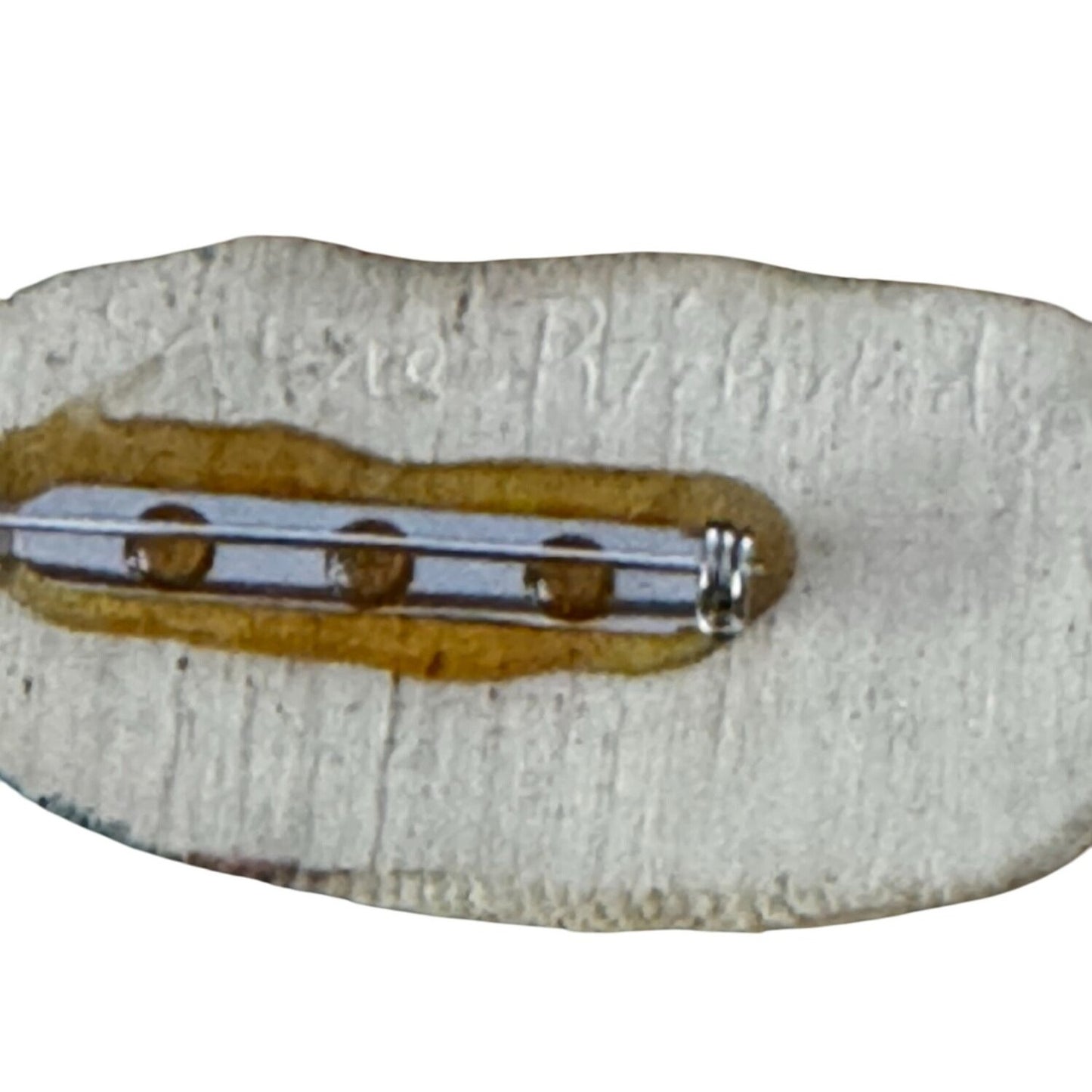 Susie Richardson Signed Hand-Painted Clay Santa Face Brooch Folk Art 2 1/2"