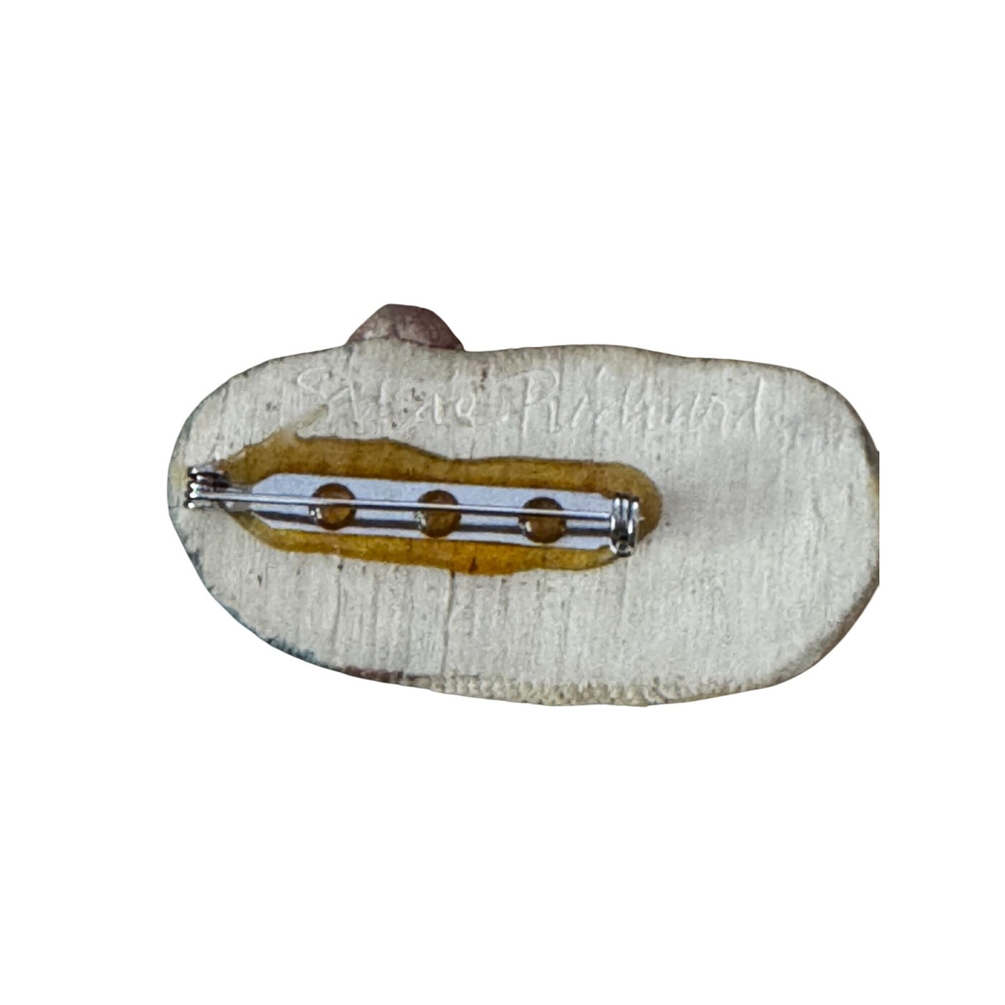 Susie Richardson Signed Hand-Painted Clay Santa Face Brooch Folk Art 2 1/2"