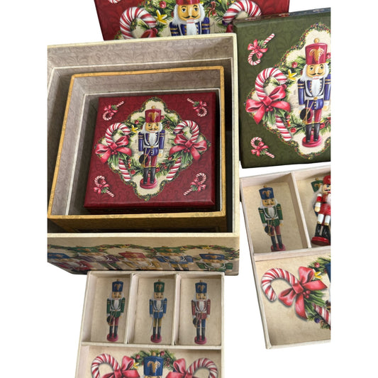 Christmas Nutcracker Nesting Boxes With Nutcracker Design 2-Piece Set Decorative Holiday Storage Or Gift Packaging