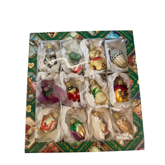 Old World Christmas Mini Blown Glass Ornament Lot 13 Assorted Boxed Set